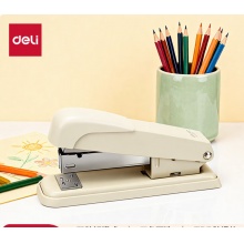 得力（deli）办公桌面订书机小号订书器钢制耐用 适配24/6钉 办公用品 白色0309
